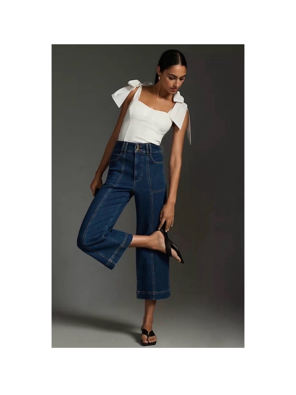 Anthropologie The Skipper Seam High-Waisted Wide-Leg Pilcro Blue Jeans